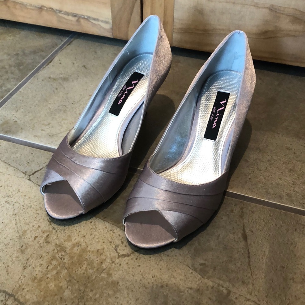 Silver slip on pumps